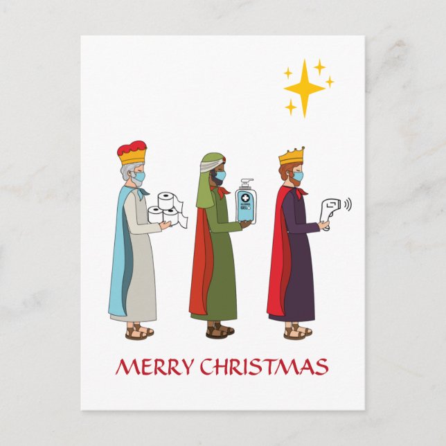 Postal Gracioso Feliz Navidad Tres Reyes Saludos (Anverso)
