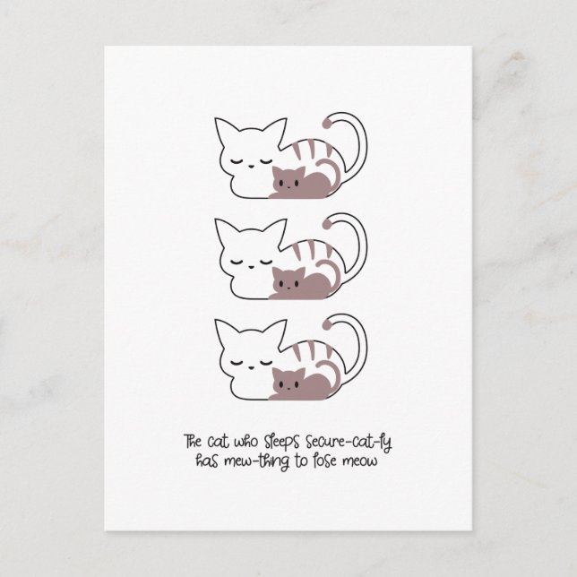 Postal Gracioso gato durmiente y arte II (Anverso)