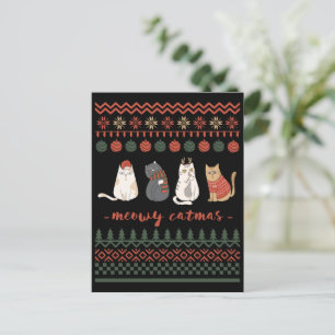 Postal Gracioso gato Navidad Pun - Navidades de gatos