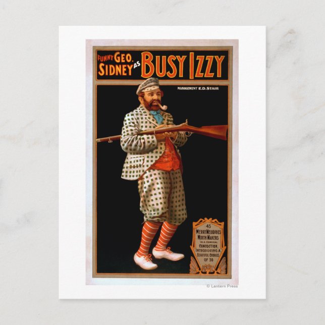 Postal Gracioso Geo. Sidney como Poster de teatro ocupado (Anverso)