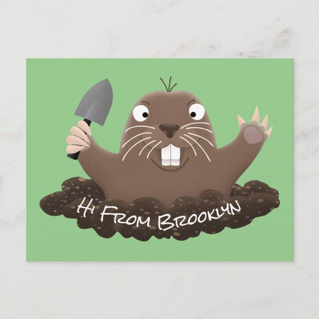 Postal Gracioso gopher digging personalizado ilustracion (Anverso)