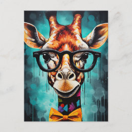 Postal Gracioso Hipster Giraffe Zoo Animales de vida silv