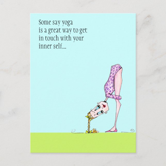 Postal Gracioso humor de yoga poscard - debe ver de vuelt (Anverso)