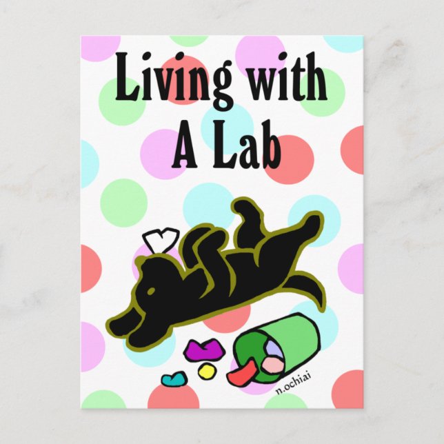 Postal Gracioso Ilustracion Personalizado de Labrador Neg (Anverso)