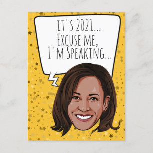 Postal Gracioso Kamala Año Nuevo: Perdone estoy hablando