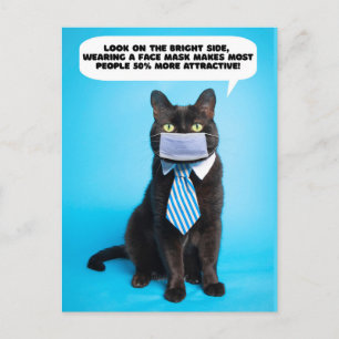 Postal Gracioso Kitty en Coronavirus Face Mask and Tie