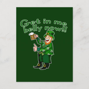 Postal Gracioso Leprechaun y Beer Tshirt para St. Pat's