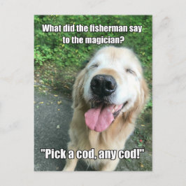 Postal Gracioso Meme de Chiste Fisherman Golden Retriever