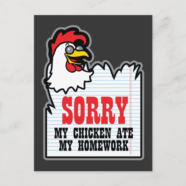 Postal Gracioso, mi pollo comió a mi profesor de casa (Anverso)