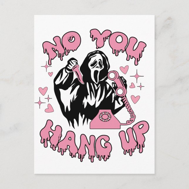 Postal ¡Gracioso No Te Aguantas! Funny Pink Grim Reaper (Anverso)