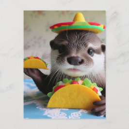 Postal Gracioso Otter Cutáneo Con Tacos