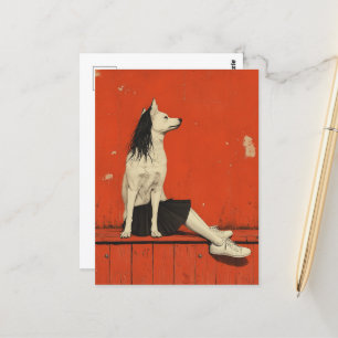 Postal Gracioso Parte Perro Humano