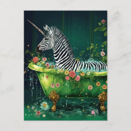 Postal Gracioso pastel de unicornio en una bañera