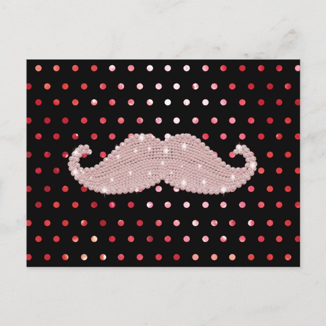 Postal Gracioso patrón de puntos Polka de Mustache Bling  (Anverso)