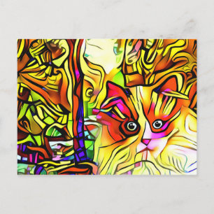 Postal Gracioso Personalizado de graffiti de gato abstrac
