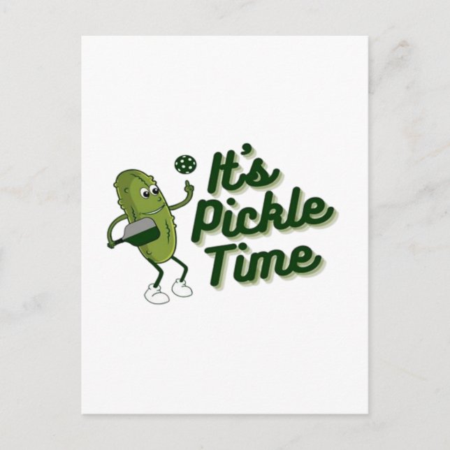 Postal Gracioso Pickle Jugando Pickleball (Anverso)