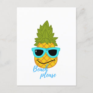 Postal Gracioso Pineapple Chillante Con Gafas De Sol De V
