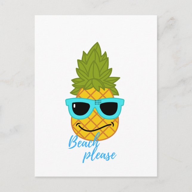 Postal Gracioso Pineapple Chillante Con Gafas De Sol De V (Anverso)