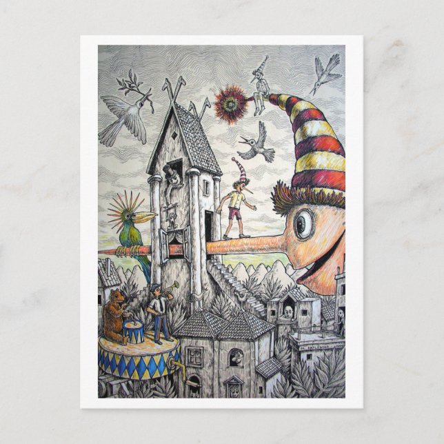 Postal Gracioso Pinocho (Anverso)