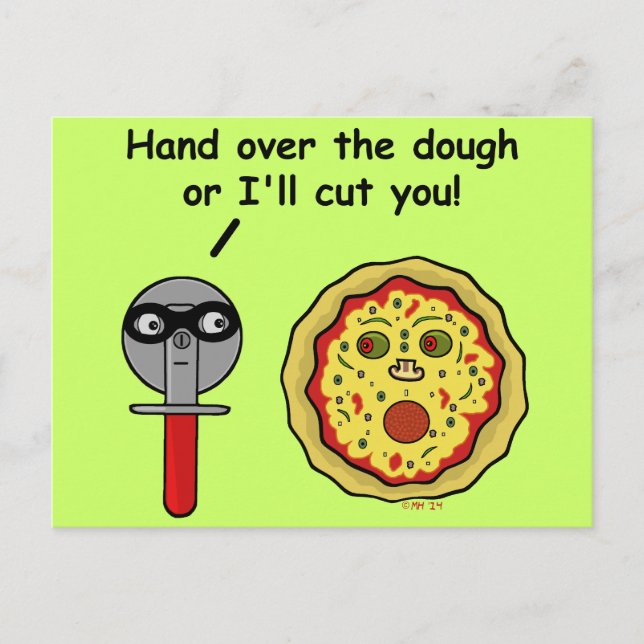 Postal Gracioso Pizza Cutter Dough Pun (Anverso)