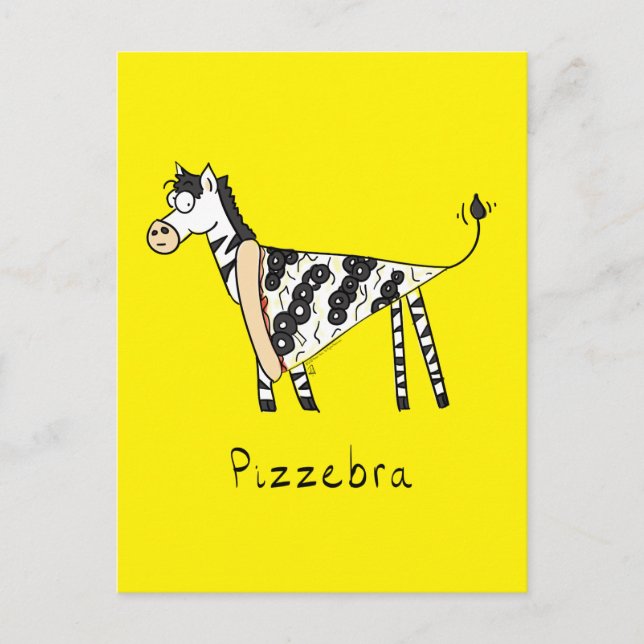 Postal Gracioso Pizza Zebra Cute Personalizados Kids (Anverso)