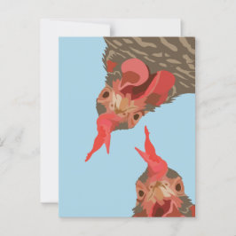 Postal Gracioso pollo boca abajo