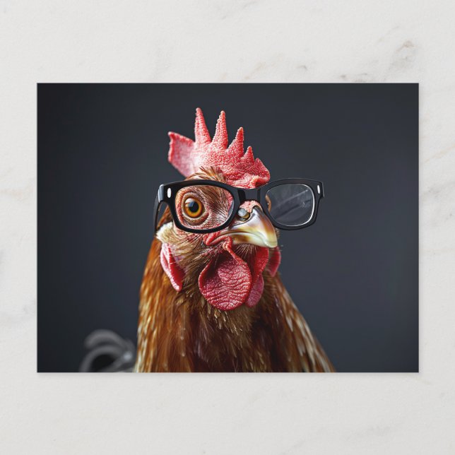 Postal Gracioso pollo con gafas (Anverso)
