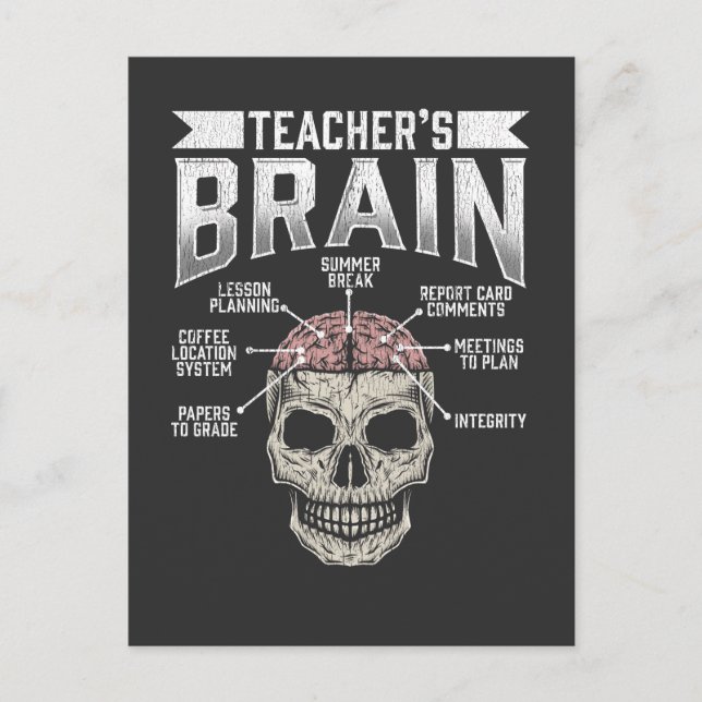 Postal Gracioso profesor de escuela Educación cerebral le (Anverso)