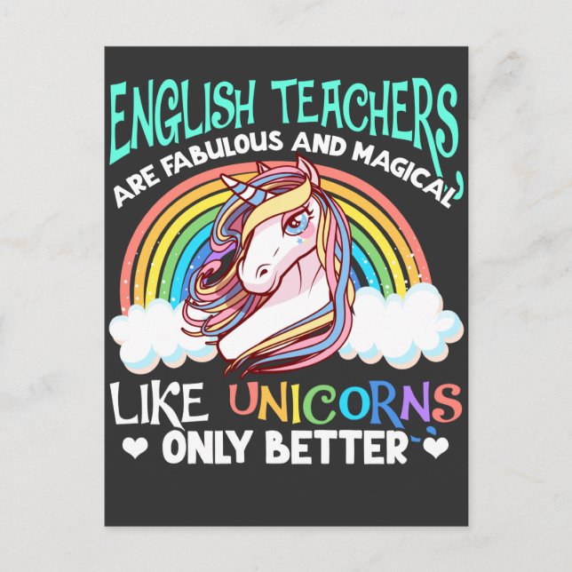 Postal Gracioso profesor de inglés Magical Unicorn Lover (Anverso)