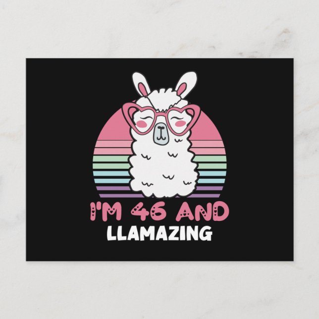 Postal Gracioso regalo de cumpleaños 46 de Llama Adorable (Anverso)