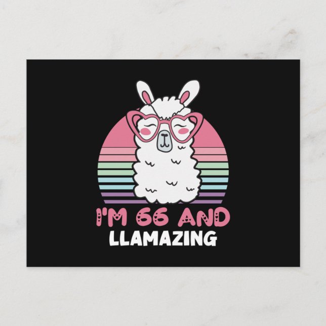 Postal Gracioso regalo de cumpleaños número 66 de Llama A (Anverso)