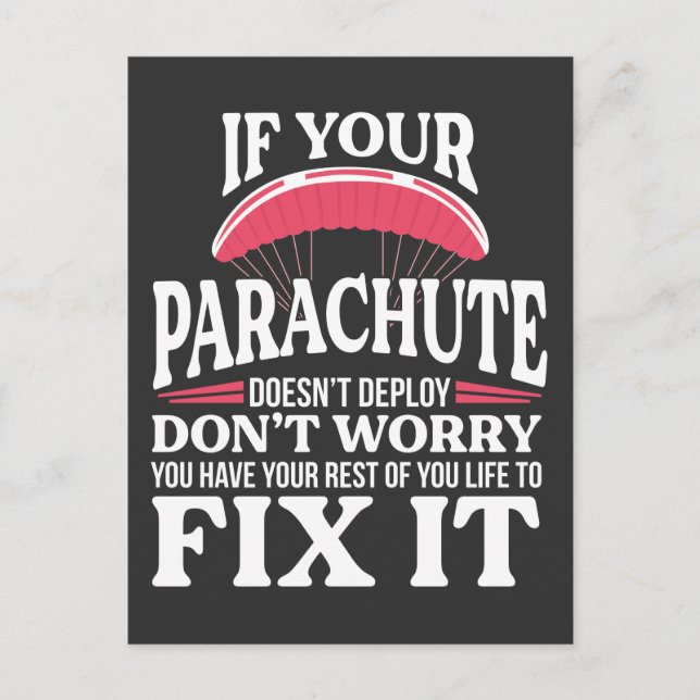 Postal Gracioso regalo de Skydiving Hilarie Skydiver Para (Anverso)