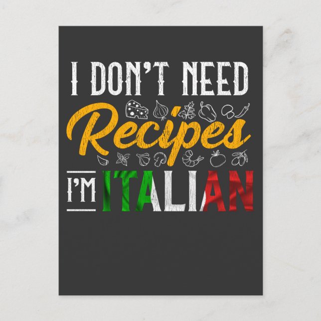 Postal Gracioso regalo italiano de Cocina culinaria Humor (Anverso)
