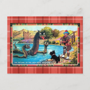 Postal Gracioso retorno vintage del Monstruo Loch Ness