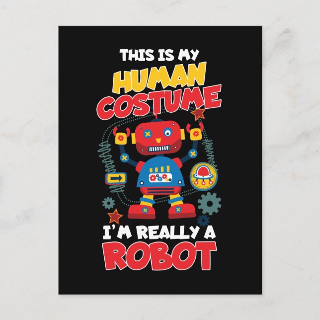 Postal Gracioso robot Costume niños Chicas Robots (Anverso)