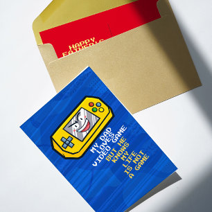 Postal Gracioso saludo del Día del Padre Portátil Amarill