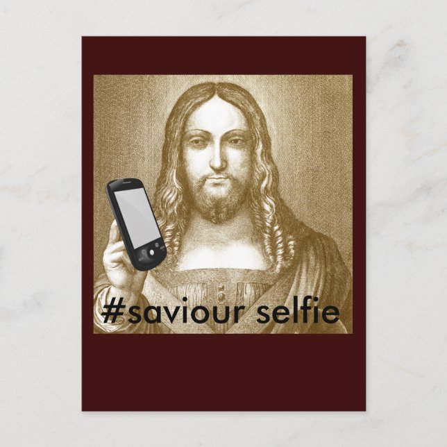 Postal Gracioso Salve Tu Parodia De Salvador Selfie (Anverso)