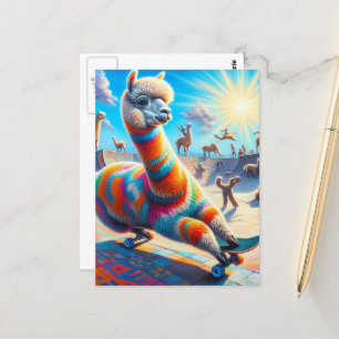 Postal Gracioso Skateboarding Alpaca