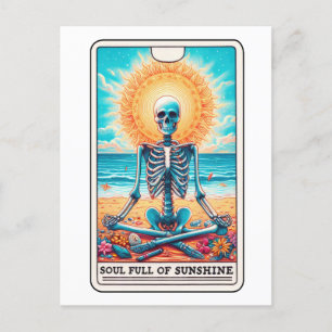 Postal Gracioso Skeleton lleno de sol Meditación Tarot