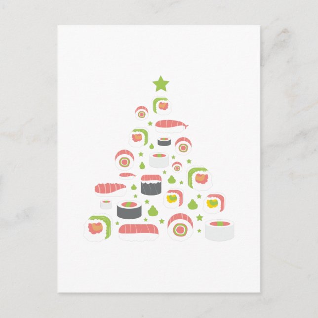 Postal Gracioso Sushi Amantes del Árbol de Navidad Añadir (Anverso)