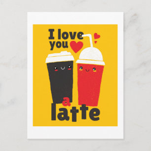 Postal Gracioso te amo café LATTE San Valentín Graphics
