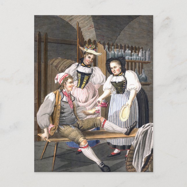 Postal Gracioso Vintage Bodega Bodega Suiza Bebida (Anverso)