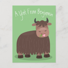 Postal Gracioso yak feliz comiendo hierba personalizado i