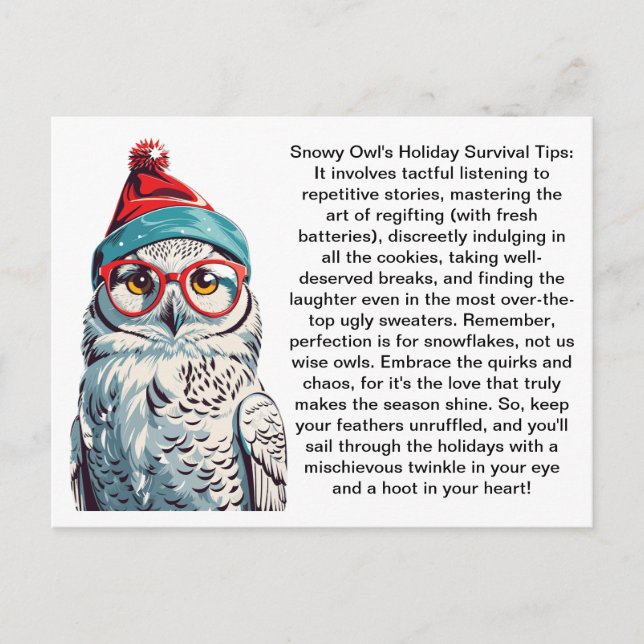 Postal Graciosos consejos de supervivencia de vacaciones  (Anverso)