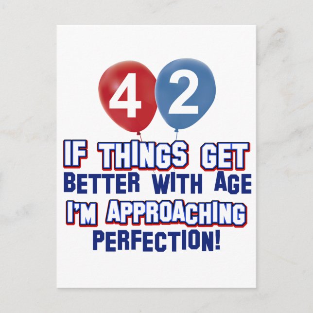 Postal Graciosos diseños de cumpleaños de 42 años (Anverso)