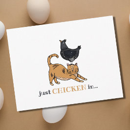 Postal Graciosos gatos y pollos que solamente están regis
