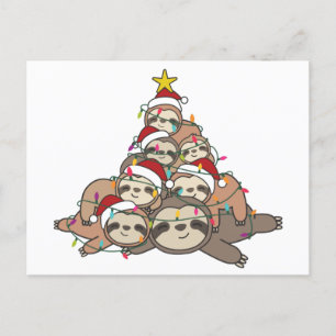 Postal Graciosos Navidades de animales en el árbol de Nav