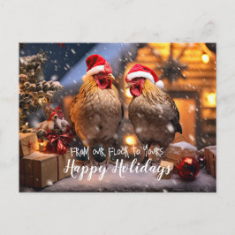 Postal Graciosos Navidades de pollos traseros Felices Fie