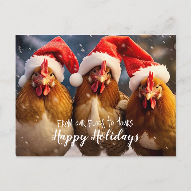 Postal Graciosos Navidades de pollos traseros Felices Fie (Anverso)