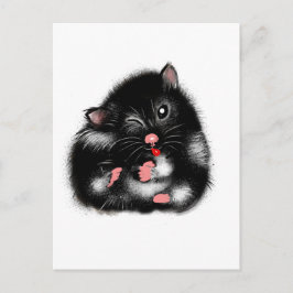 Postal Graciosos regalos de hámster negro blanco y negro